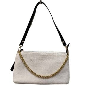 Crossi Shearling Sherpa Chain Shoulder Bag Cream Gold Women's OS Purse